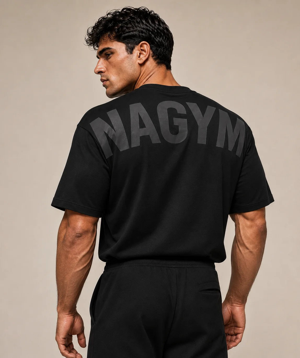 Black NAGYM Oversized Tee, back view