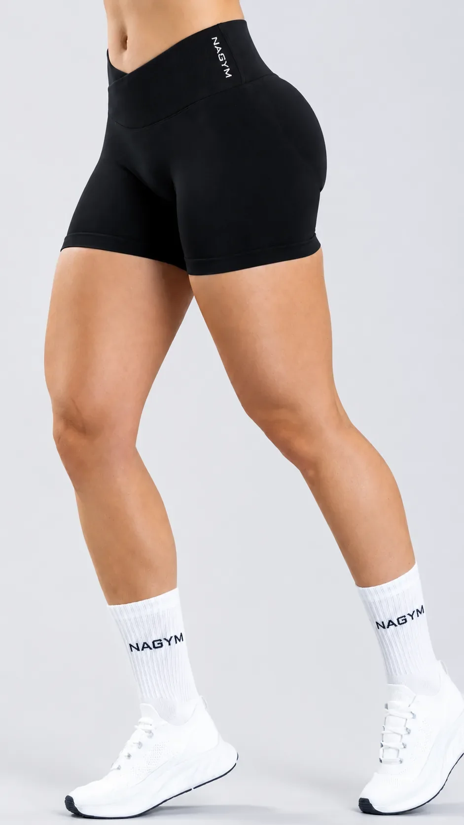 Black NAGYM Contour Shorts, front view