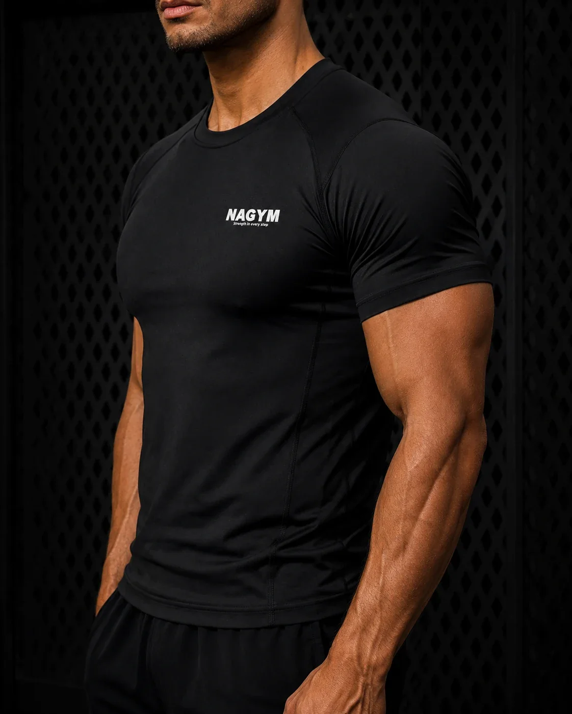 Black NAGYM Compression Shirt, side view