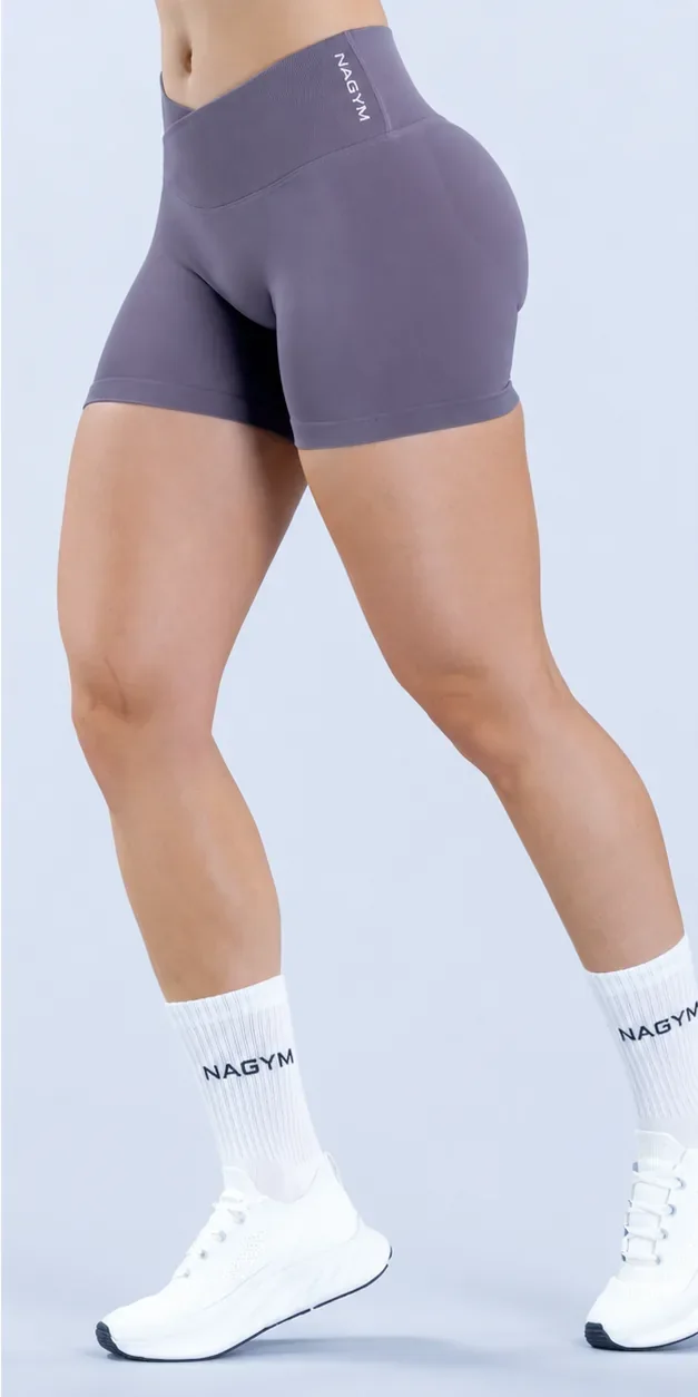 Lavender NAGYM Contour Shorts, front view