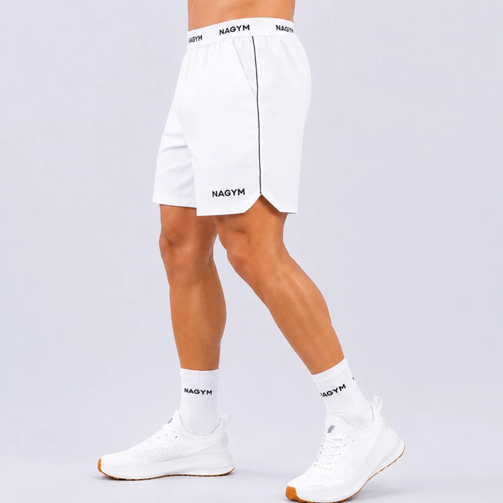 Moonlight White NAGYM Performance Shorts, side view