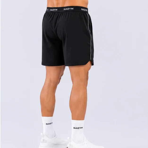 Retro black NAGYM Performance Shorts, back view