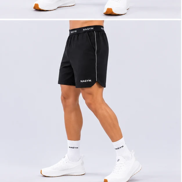 Retro black NAGYM Performance Shorts, side view